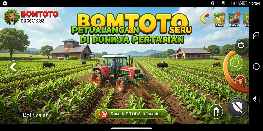 Tampilan screenshot BOMTOTO dengan aktivitas bertani yang menyenangkan.