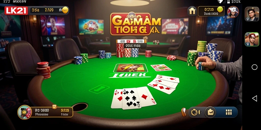 Screenshot dari permainan poker LK21 yang mendebarkan.