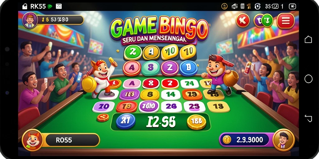 Screenshot menunjukkan gameplay menarik dari RK55 dengan suasana Bingo yang seru.